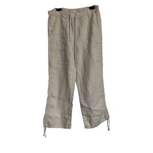 Nicki & Bell Pants Womens Small Beige Crop Linen Drawstring Pull On High Rise